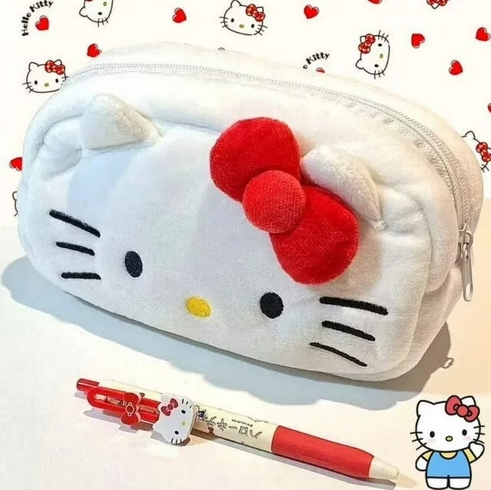 NWT Sanrio Plush Portable Pencil Case Cartoon Hello Kitty My Melody Pencil Pouch